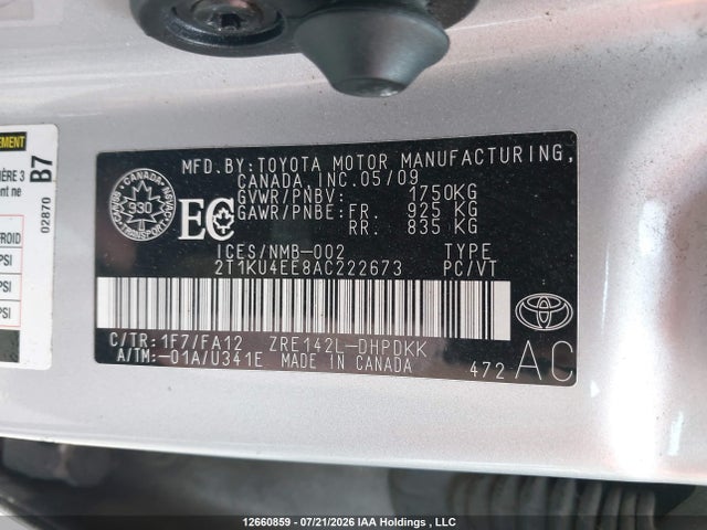 2010 Toyota Matrix მანქანა იყიდება აუქციონზე, vin: 2T1KU4EE8AC222673, აუქციონის ნომერი: 12660859