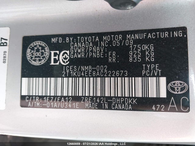 Продажа на аукционе авто 2010 Toyota Matrix, vin: 2T1KU4EE8AC222673, номер лота: 12660859
