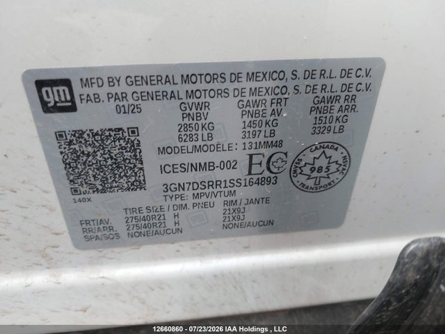 12660860 :رقم المزاد ، 3GN7DSRR1SS164893 vin ، 2025 Chevrolet Equinox Ev Rs مزاد بيع