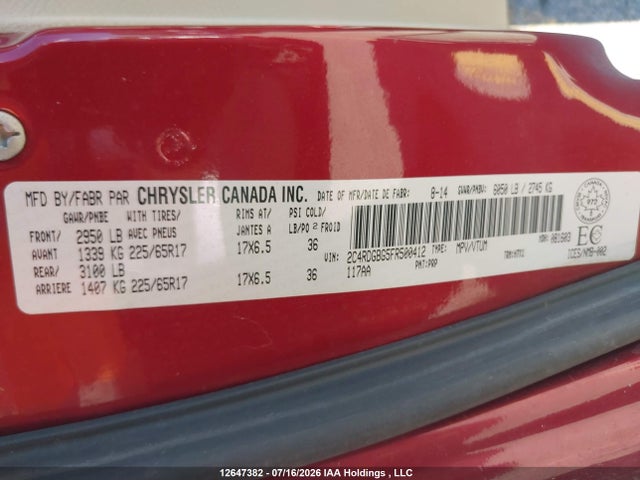 Dodge Grand Caravan Se/sxt 2015 2C4RDGBG5FR500412 Image 18