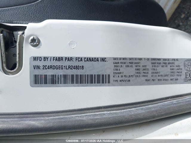Dodge Grand Caravan Gt 2020 2C4RDGEG1LR248018 Image 19