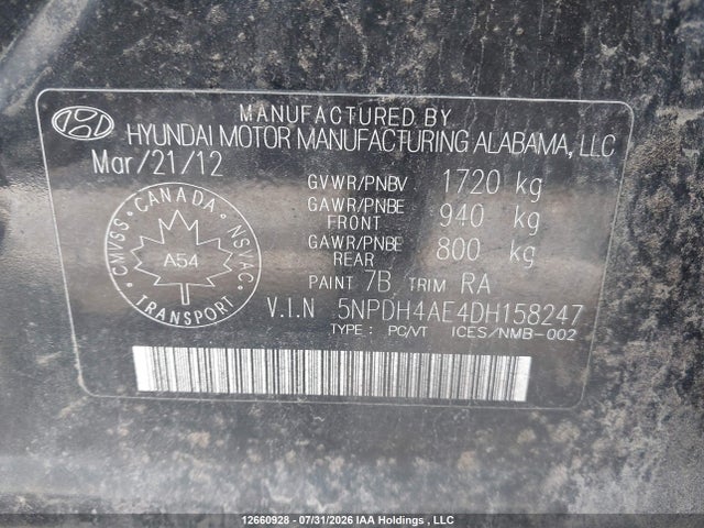 2013 Hyundai Elantra Gl მანქანა იყიდება აუქციონზე, vin: 5NPDH4AE4DH158247, აუქციონის ნომერი: 12660928