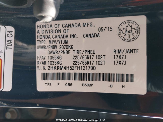 Honda CR-V 2015 2HKRM4H52FH121790 Image 19
