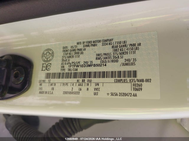 Ford F-150 Xlt 2021 1FTFW1ED3MFB50214 Image 9