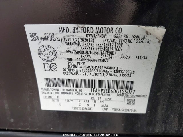 Продаж на аукціоні авто 2013 Ford Taurus Sel, vin: 1FAHP2E86DG125077, номер лоту: 12660961