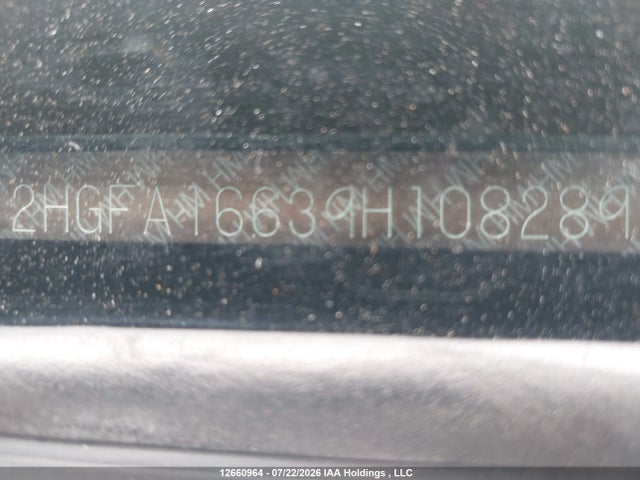 2009 Honda Civic Sport მანქანა იყიდება აუქციონზე, vin: 2HGFA16639H108289, აუქციონის ნომერი: 12660964