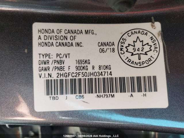 Продажа на аукционе авто 2018 Honda Civic Lx, vin: 2HGFC2F50JH034714, номер лота: 12660987