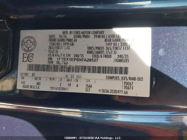 Продажа на аукционе авто 2017 Ford F-150 Xlt, vin: 1FTEX1EP5HFA28527, номер лота: 12660991