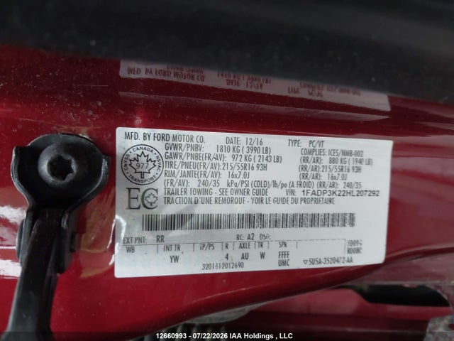 Ford FOCUS SE 2017 1FADP3K22HL207292 Image 9