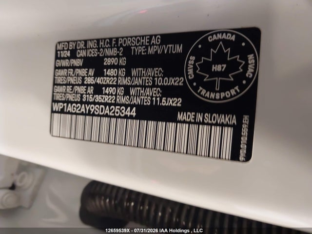 Aukcja sprzedaży 2025 Porsche Cayenne Gts, vin: WP1AG2AY9SDA25344, numer aukcji: 12659539
