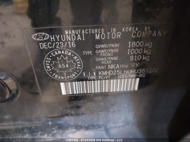 Продаж на аукціоні авто 2017 Hyundai Elantra Gt Gl, vin: KMHD25LH0HU381200, номер лоту: 12661026