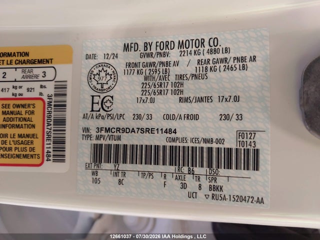 3FMCR9DA7SRE11484 Ford Bronco Sport Badlands