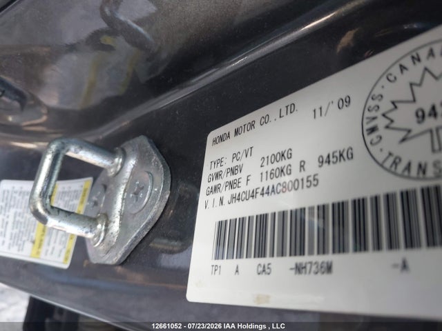 12661052 :رقم المزاد ، JH4CU4F44AC800155 vin ، 2010 Acura Tsx مزاد بيع
