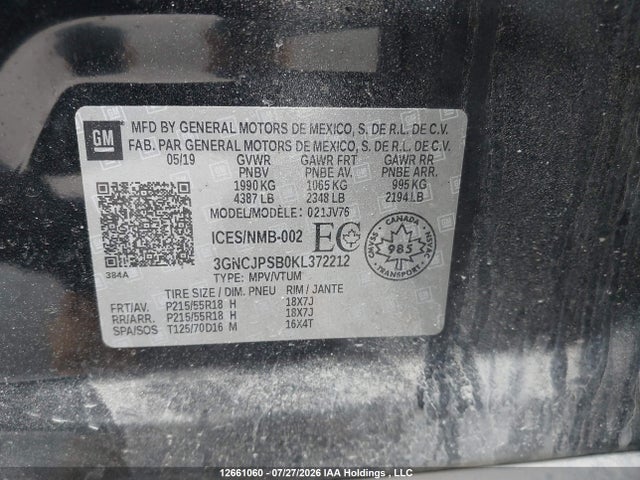 Chevrolet TRAX 1LT 2019 3GNCJPSB0KL372212 Image 19