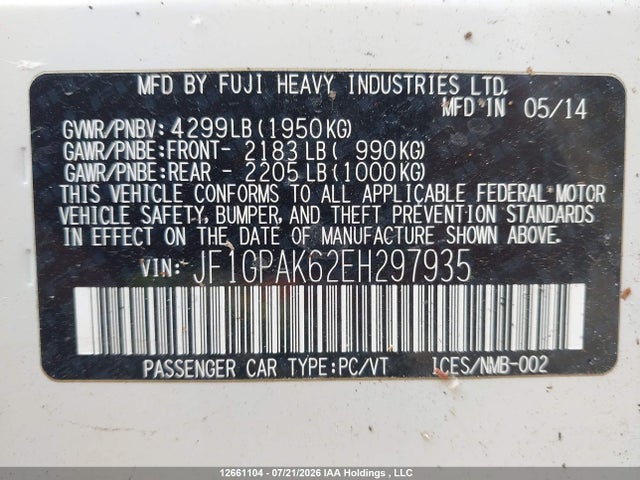 Subaru Impreza Limited 2014 JF1GPAK62EH297935 Image 18