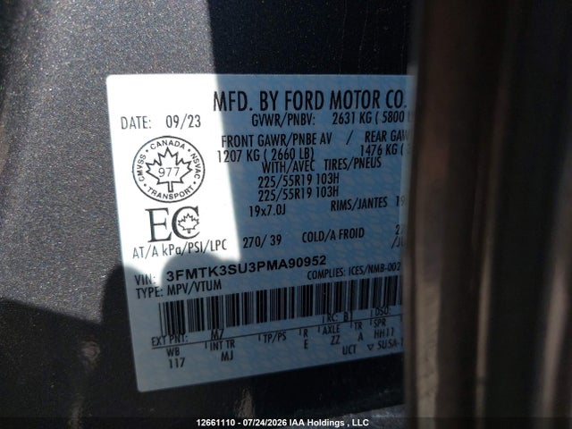 Продажа на аукционе авто 2023 Ford Mustang Mach-e Premium, vin: 3FMTK3SU3PMA90952, номер лота: 12661110