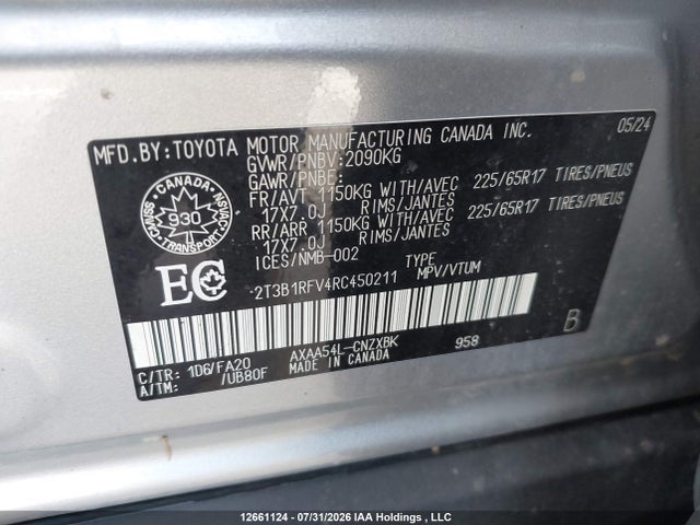 Toyota RAV4 LE 2024 2T3B1RFV4RC450211 Image 9