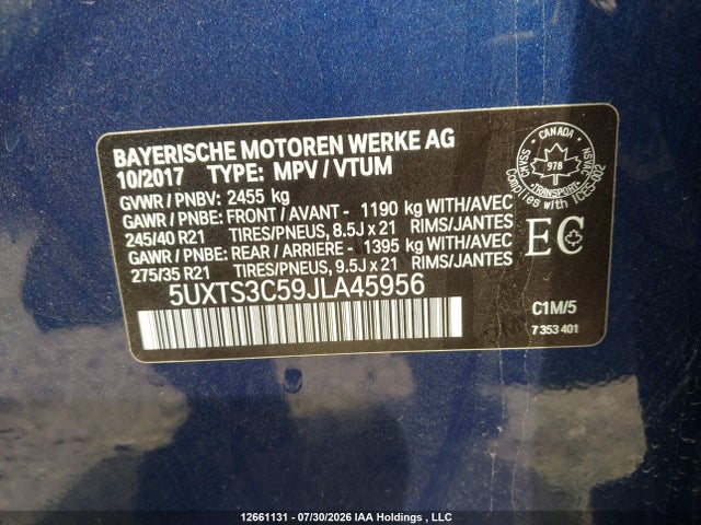 5UXTS3C59JLA45956 BMW X3 M40i