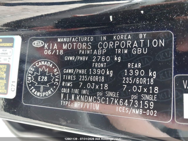 Продажа на аукционе авто 2019 Kia Sedona Ex/sx, vin: KNDMC5C17K6473159, номер лота: 12661139