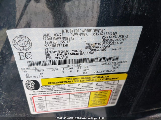Ford Expedition Max Platinum 2025 1FMJK1M84SEA11041 Image 9