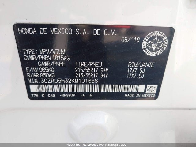 Honda HR-V LX 2019 3CZRU5H32KM101686 Image 9