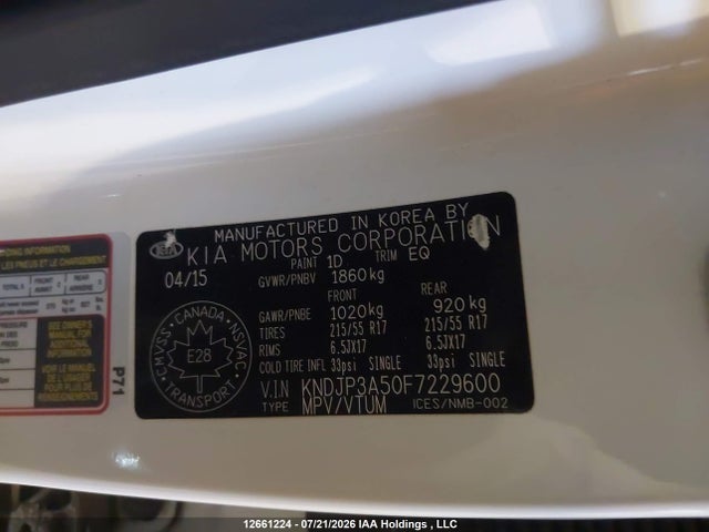 2015 Kia Soul + მანქანა იყიდება აუქციონზე, vin: KNDJP3A50F7229600, აუქციონის ნომერი: 12661224