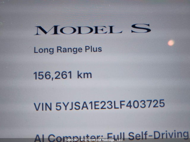 Tesla MODEL S 2020 5YJSA1E23LF403725 Image 14