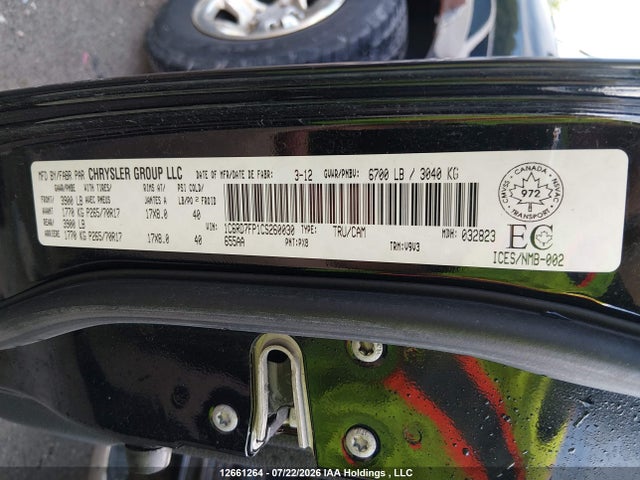 Продаж на аукціоні авто 2012 Dodge Ram 150/1500 Slt, vin: 1C6RD7FP1CS260030, номер лоту: 12661264