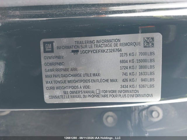 Продажа на аукционе авто 2019 Chevrolet Silverado K1500 Trail Boss Custom, vin: 1GCPYCEFXKZ326764, номер лота: 12661280