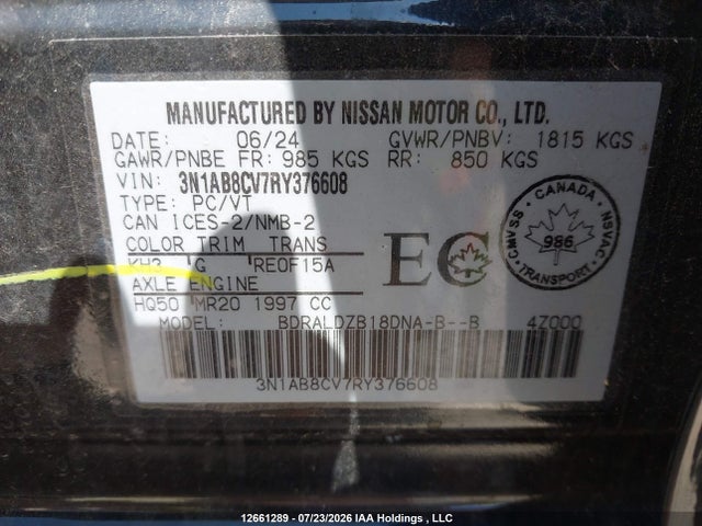 Nissan Sentra 2024 3N1AB8CV7RY376608 Image 9