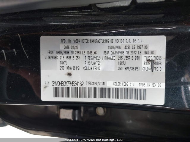 12661294 :رقم المزاد ، 3MVDMBCM7PM534182 vin ، 2023 Mazda Cx-30 Preferred مزاد بيع