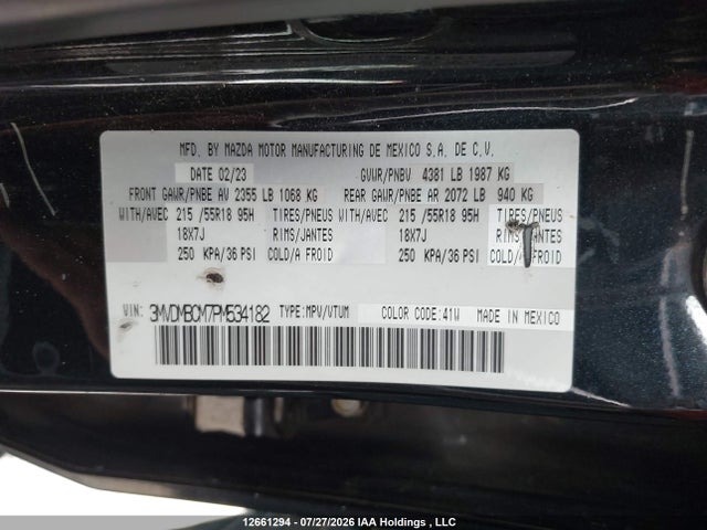 12661294 :رقم المزاد ، 3MVDMBCM7PM534182 vin ، 2023 Mazda Cx-30 Preferred مزاد بيع