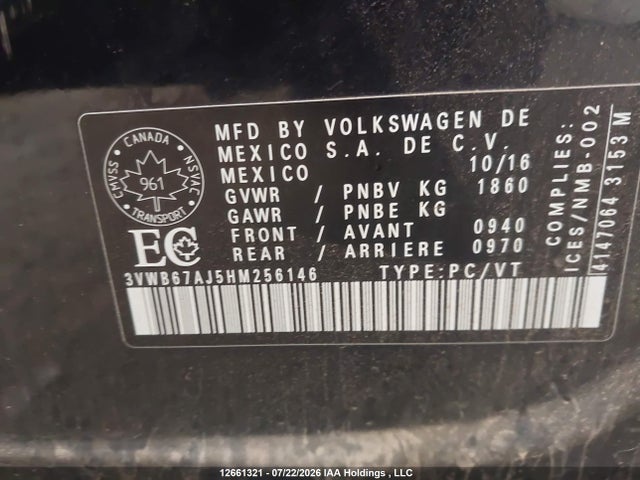 Volkswagen Jetta Wolfsburg Edition 2017 3VWB67AJ5HM256146 Image 9
