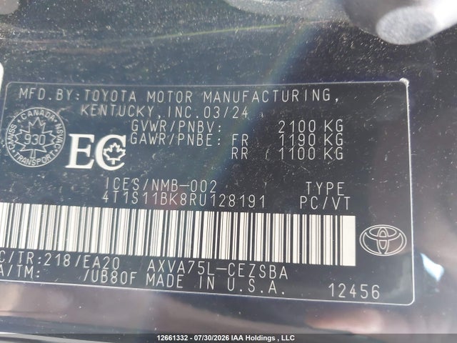 4T1S11BK8RU128191 Toyota Camry Se Night Shade/se