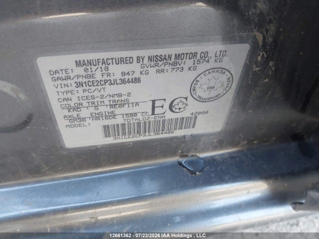 Nissan Versa Note S/sr/sv 2018 3N1CE2CP3JL364486 Image 9