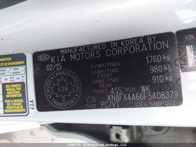 2015 Kia Forte 1.8l Lx/1.8l Lx+/lx+ Winter Edition მანქანა იყიდება აუქციონზე, vin: KNAFX4A66F5408379, აუქციონის ნომერი: 12661378