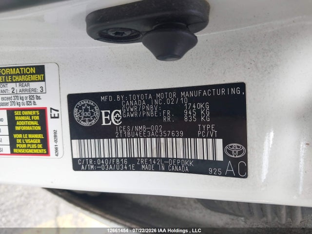 Aukcja sprzedaży 2010 Toyota Corolla S/le/xle, vin: 2T1BU4EE3AC357639, numer aukcji: 12661454