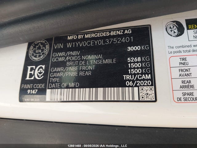 Продаж на аукціоні авто 2020 Mercedes-benz Metris, vin: W1YV0CEY0L3752401, номер лоту: 12661468