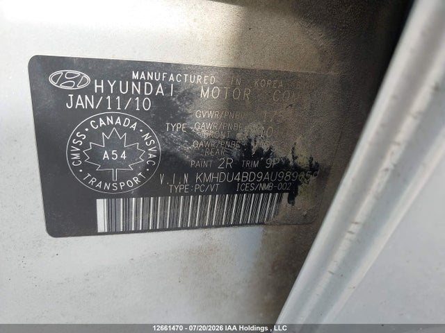 Продажа на аукционе авто 2010 Hyundai Elantra Gl Sport, vin: KMHDU4BD9AU989659, номер лота: 12661470