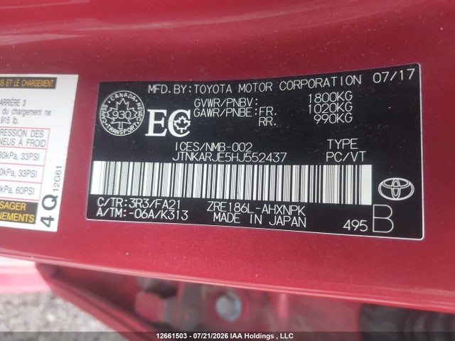 Toyota COROLLA IM 2017 JTNKARJE5HJ552437 Image 9