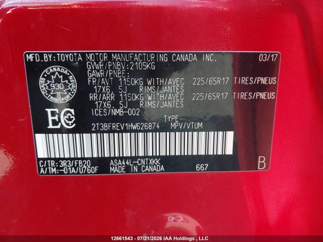 Toyota RAV4 LE 2017 2T3BFREV1HW626874 Image 9