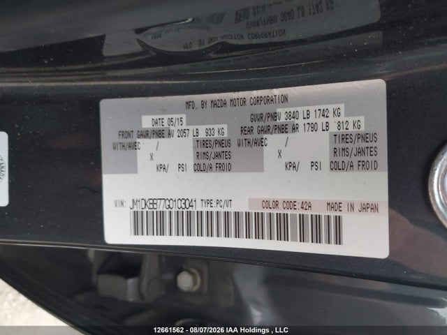 12661562 :رقم المزاد ، JM1DKBB77G0103041 vin ، 2016 Mazda Cx-3 Sport مزاد بيع
