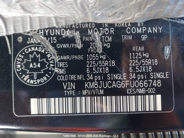 Hyundai Tucson 2015 KM8JUCAG6FU066748 Image 18