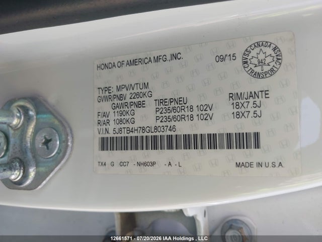 Acura Rdx Advance 2016 5J8TB4H78GL803746 Image 9