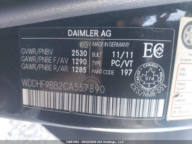 Auction sale of the 2012 Mercedes-benz E 550 4matic, vin: WDDHF9BB2CA557890, lot number: 12661583