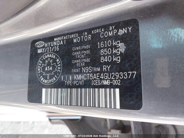 Aukcja sprzedaży 2016 Hyundai Accent Se, vin: KMHCT5AE4GU293377, numer aukcji: 12661590