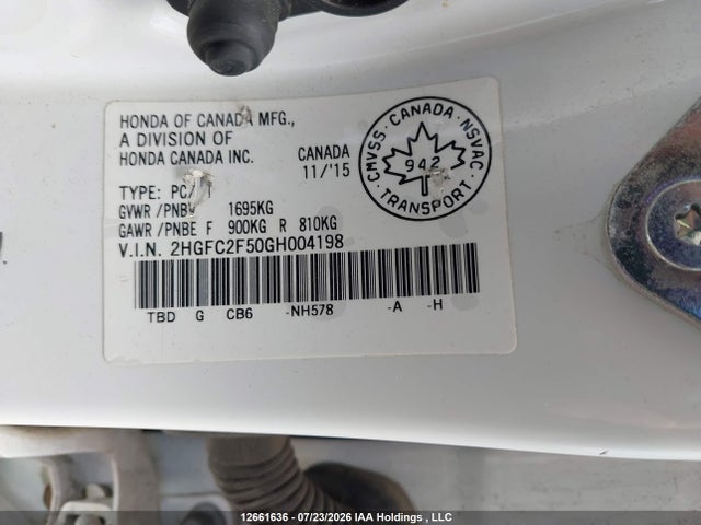 Honda Civic Lx 2016 2HGFC2F50GH004198 Image 19