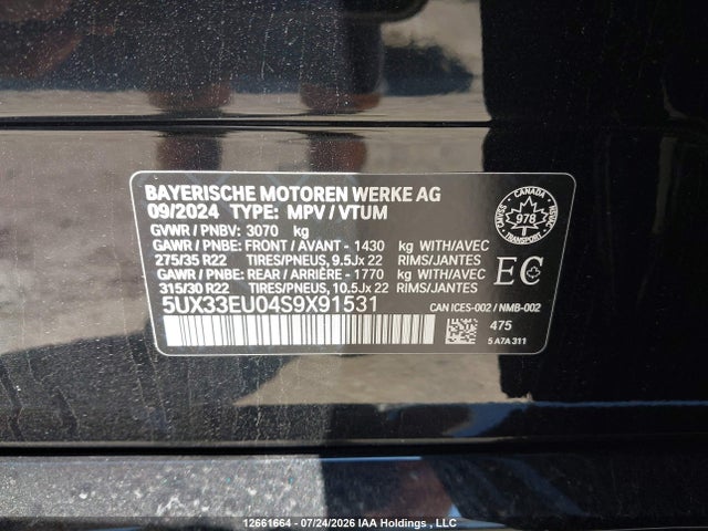 Продаж на аукціоні авто 2025 Bmw X5 M60i Xdrive, vin: 5UX33EU04S9X91531, номер лоту: 12661664