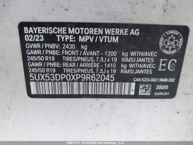 BMW X3 Xdrive30i 2023 5UX53DP0XP9R62045 Image 9