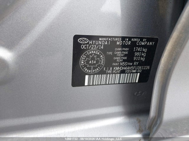 Продажа на аукционе авто 2015 Hyundai Elantra Se/sport/limited, vin: KMHDH4AH5FU361226, номер лота: 12661722